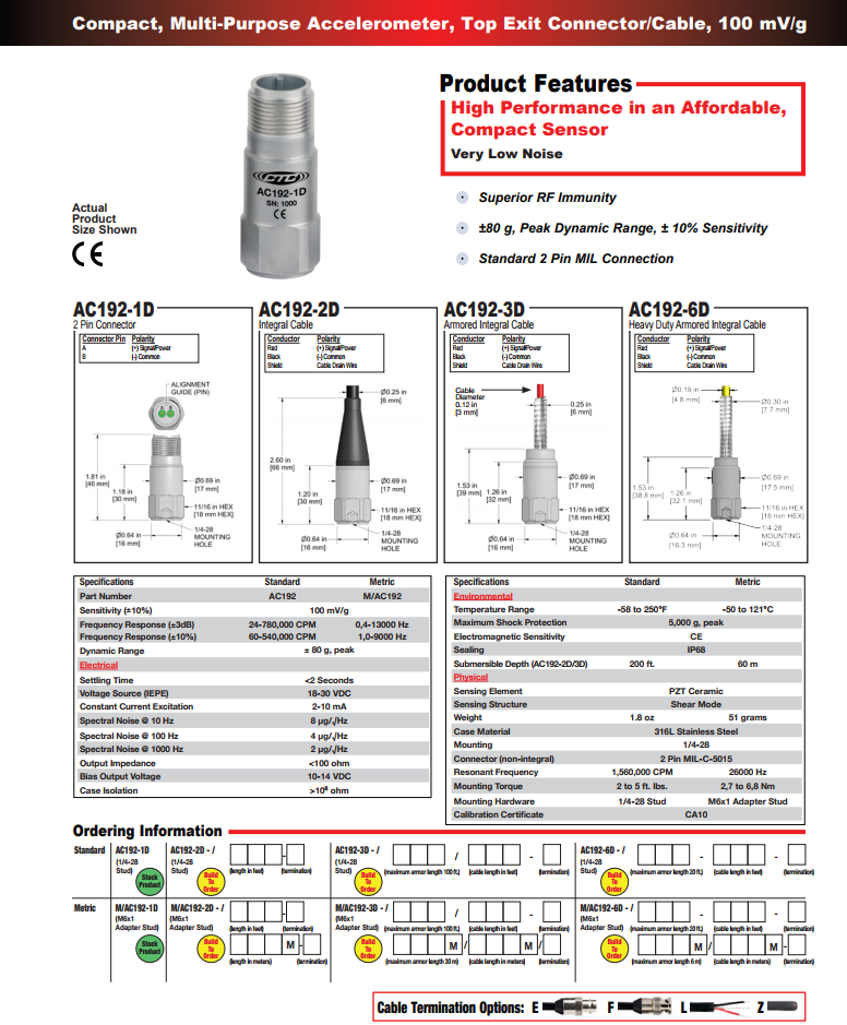 CTC緊湊型多功能加速度振動計(jì)AC192 技術(shù)參數(shù)